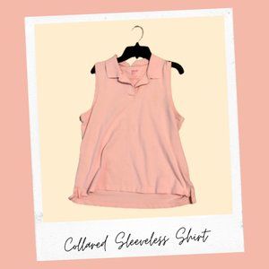 Pink Collared Sleeveless Shirt